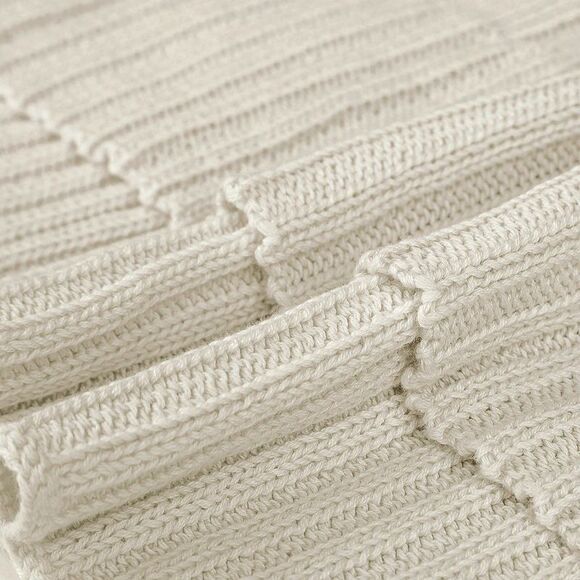 100% Cotton Throw Blanket for Sofa Soft Cable Knit Blanket 50" x 60" Beige - Picture 6 of 6